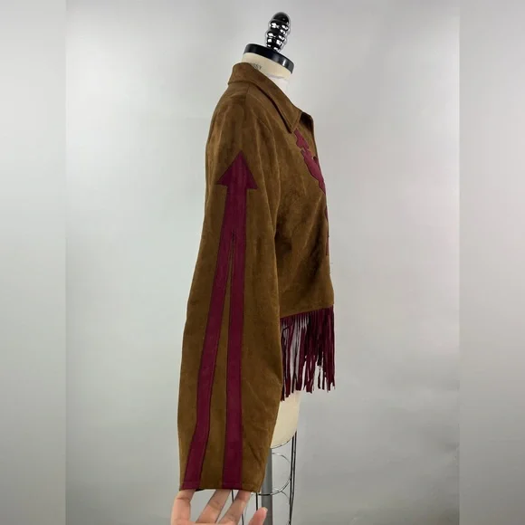 💚 3432. Western Fringe Button Front Jacket - Picture 4 of 8